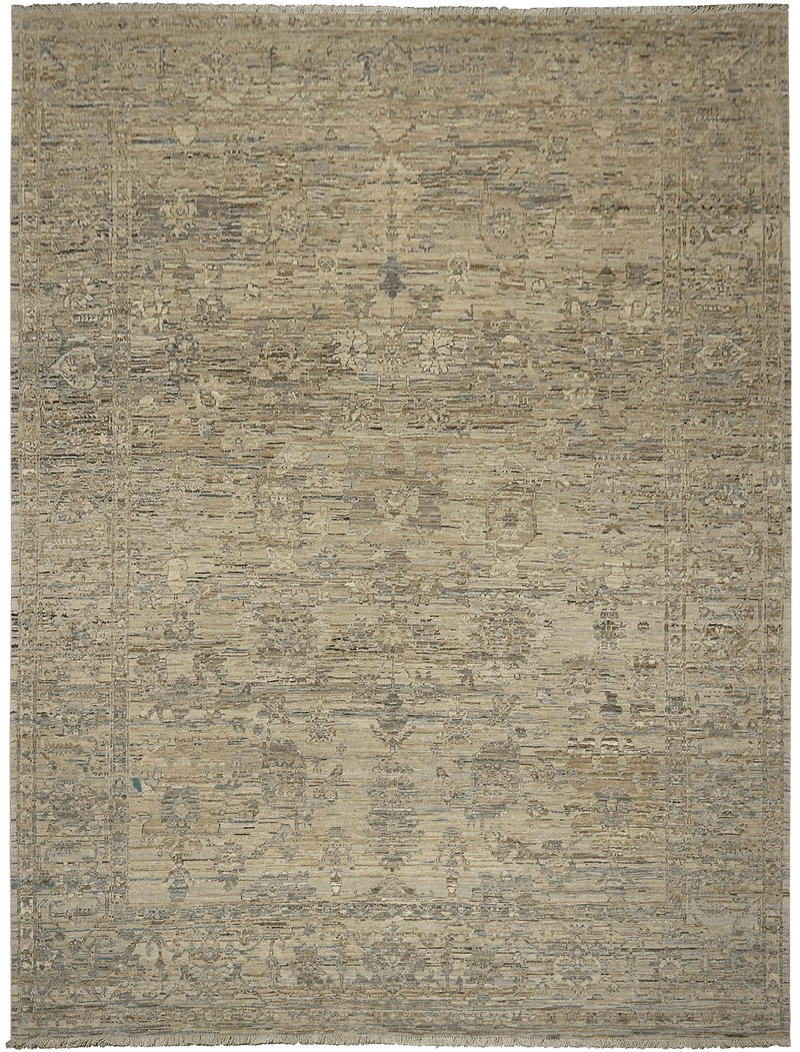 Kashkuli Exclusief tapijt 4457 in grijs-beige van Koreman Exclusive Carpets, handgeknoopt uit wol.
