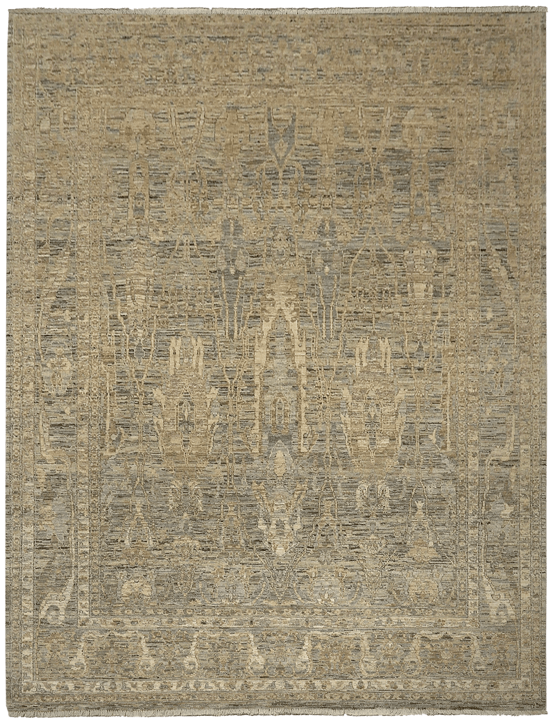 Kashkuli Exclusief tapijt 4450 in grijs-beige van Koreman Exclusive Carpets, handgeknoopt uit wol.
