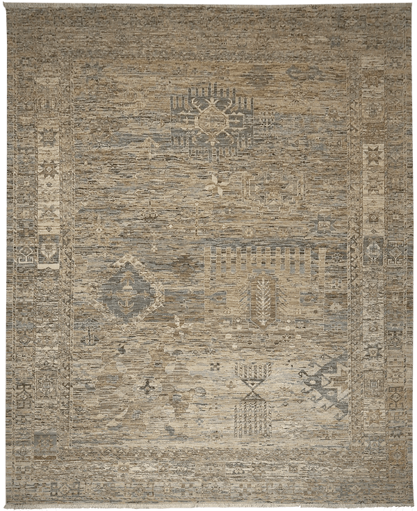 Kashkuli Exclusief tapijt 4442 in bruin-beige van Koreman Exclusive Carpets, handgeknoopt uit wol.
