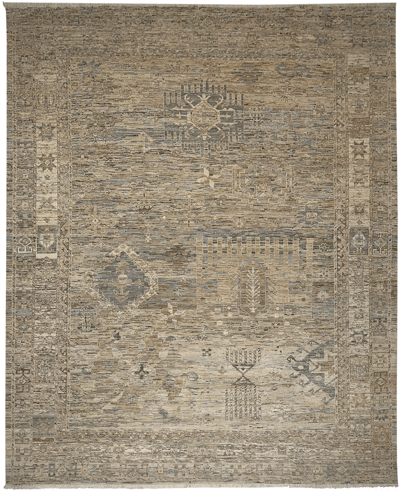 Kashkuli Exclusief tapijt 4442 in bruin-beige van Koreman Exclusive Carpets, handgeknoopt uit wol.