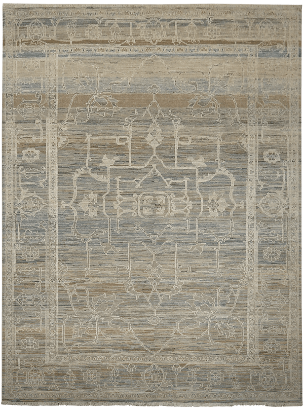 Kashkuli Exclusief tapijt 4451 in grijs-beige van Koreman Exclusive Carpets, handgeknoopt uit wol.