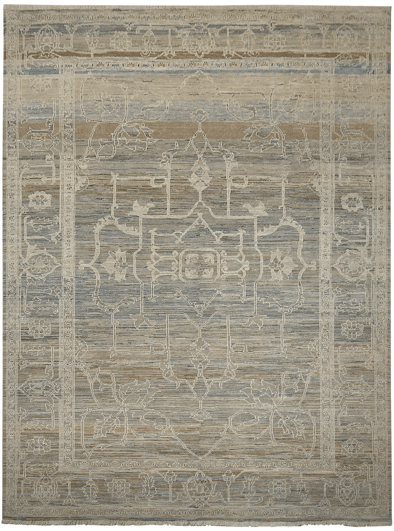 Kashkuli Exclusief tapijt 4451 in grijs-beige van Koreman Exclusive Carpets, handgeknoopt uit wol.