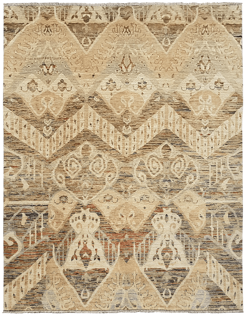 Kashkuli Indian Summer vloerkleed in bruin-beige van Koreman Exclusive Carpets, handgeknoopt uit wol.