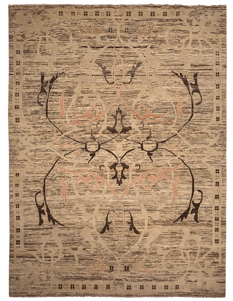 Kashkuli Circles vloerkleed in beige van Koreman Exclusive Carpets, handgeknoopt uit wol.