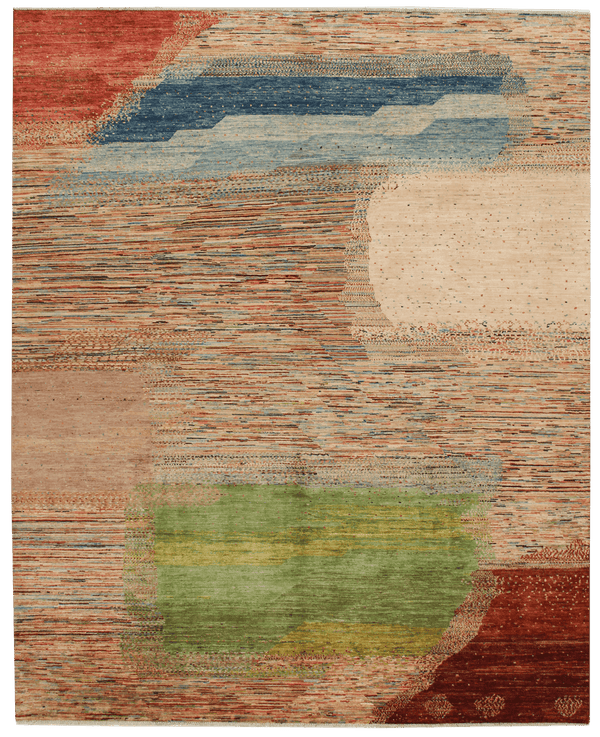Mix of Colour vloerkleed in blauw van Koreman Exclusive Carpets, handgeknoopt uit wol.