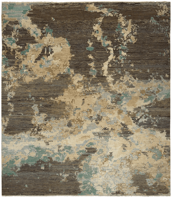 Cosmos Kashkuli vloerkleed in bruin-groen van Koreman Exclusive Carpets, handgeknoopt uit wol.