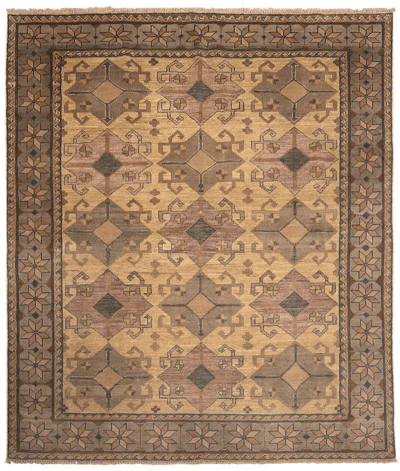 Kazak 03189 vloerkleed in beige van Koreman Exclusive Carpets, handgeknoopt uit wol.