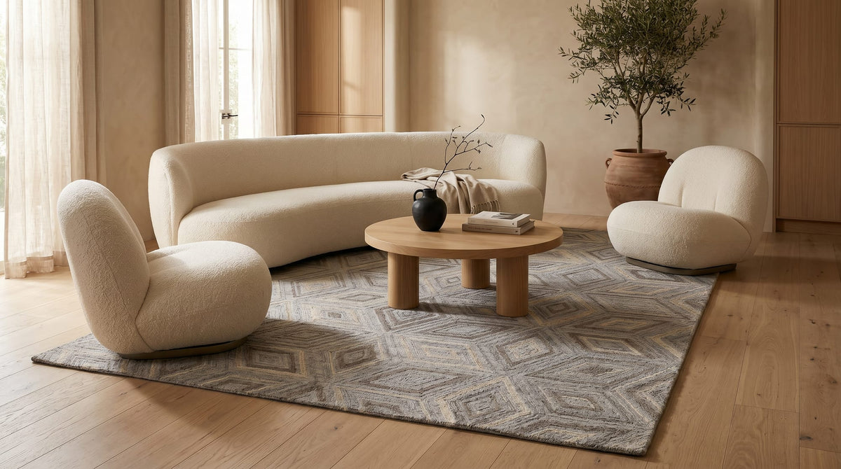 Geometrische tapijten collectie van Koreman Exclusive Carpets.