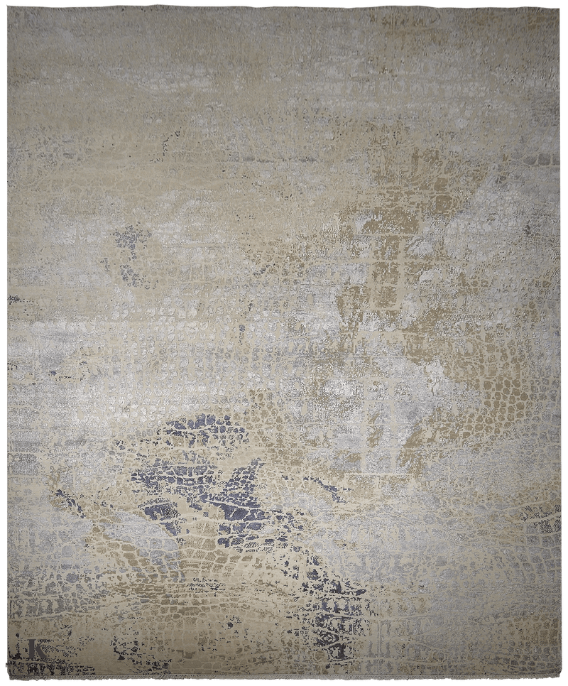 Loricata Design beige/ blue 4599 vloerkleed in blauw-beige van Koreman Exclusive Carpets, handgeknoopt uit wol en zijde.