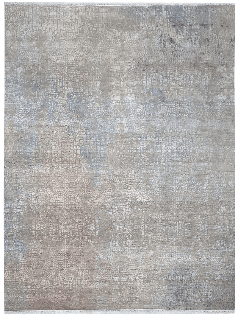 Loricata Caribbean Sea Design vloerkleed in grijs van Koreman Exclusive Carpets, handgeknoopt uit wol en zijde.