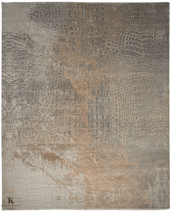 Loricata Design grey/ lux 4730 vloerkleed in grijs van Koreman Exclusive Carpets, handgeknoopt uit wol en zijde.