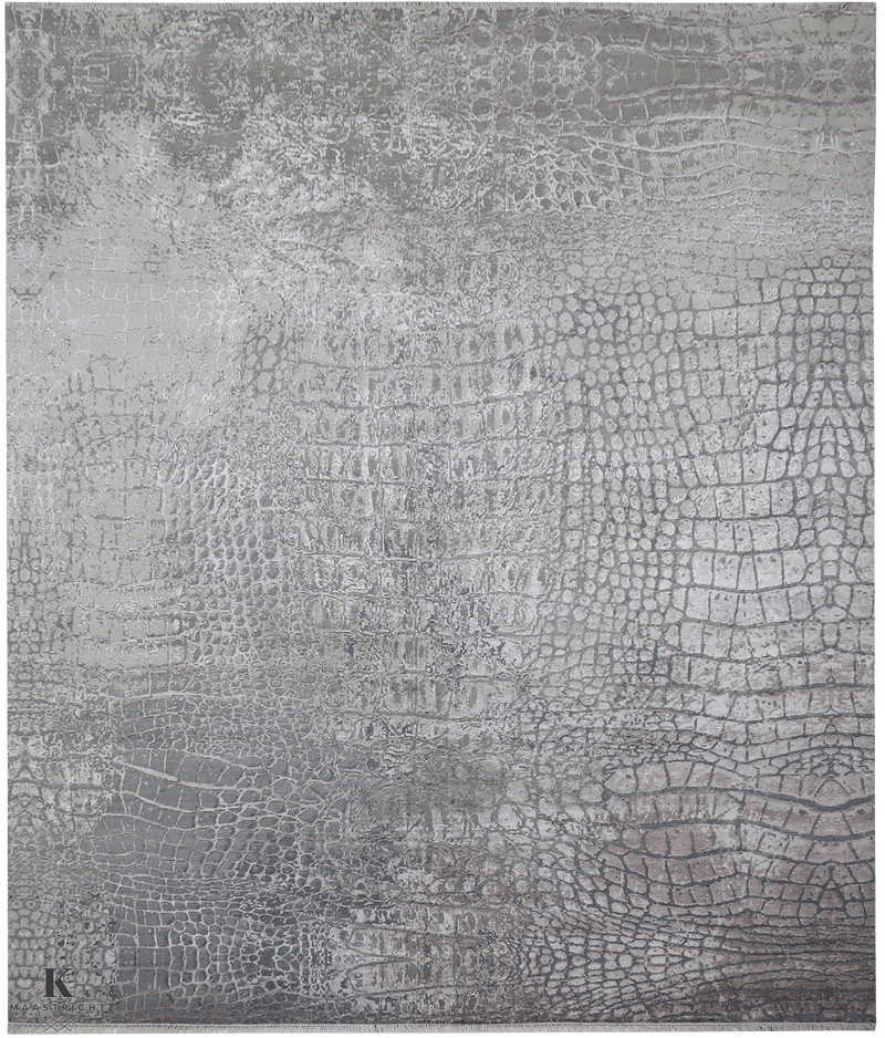 Loricata Design grey/ purple tapijt 4934 in paars-grijs van Koreman Exclusive Carpets, handgeknoopt uit wol en zijde.