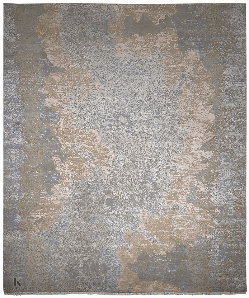 Loricata Design tapijt 4907 in blauw van Koreman Exclusive Carpets, handgeknoopt uit wol en zijde.