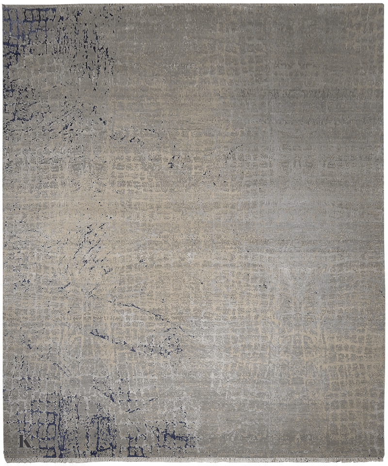 Loricata Design Silver/Blue tapijt 5027 in blauw-grijs van Koreman Exclusive Carpets, handgeknoopt uit wol en zijde.