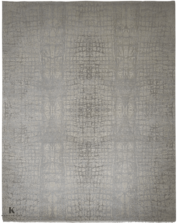 Loricata Design Grey 4598 vloerkleed in grijs-beige van Koreman Exclusive Carpets, handgeknoopt uit wol en zijde.