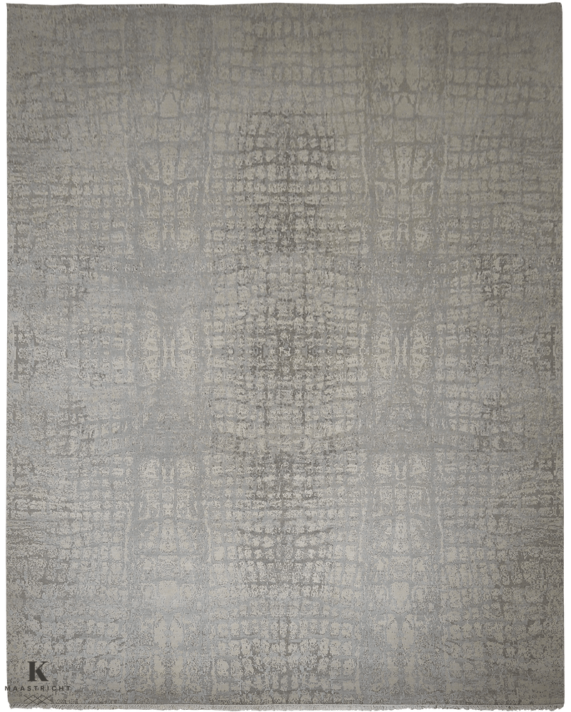 Loricata Design Grey 4598 vloerkleed in grijs-beige van Koreman Exclusive Carpets, handgeknoopt uit wol en zijde.