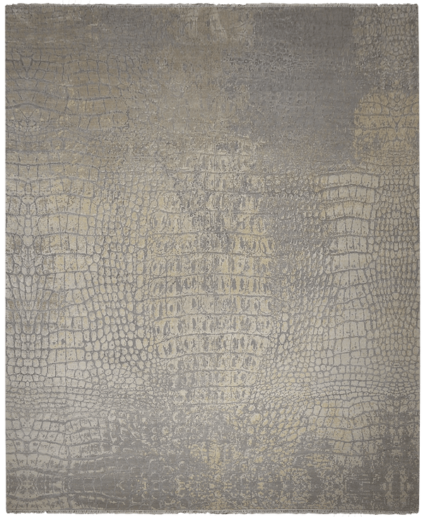 Loricata Design Ivory/ Lilac vloerkleed in beige van Koreman Exclusive Carpets, handgeknoopt uit wol en zijde.