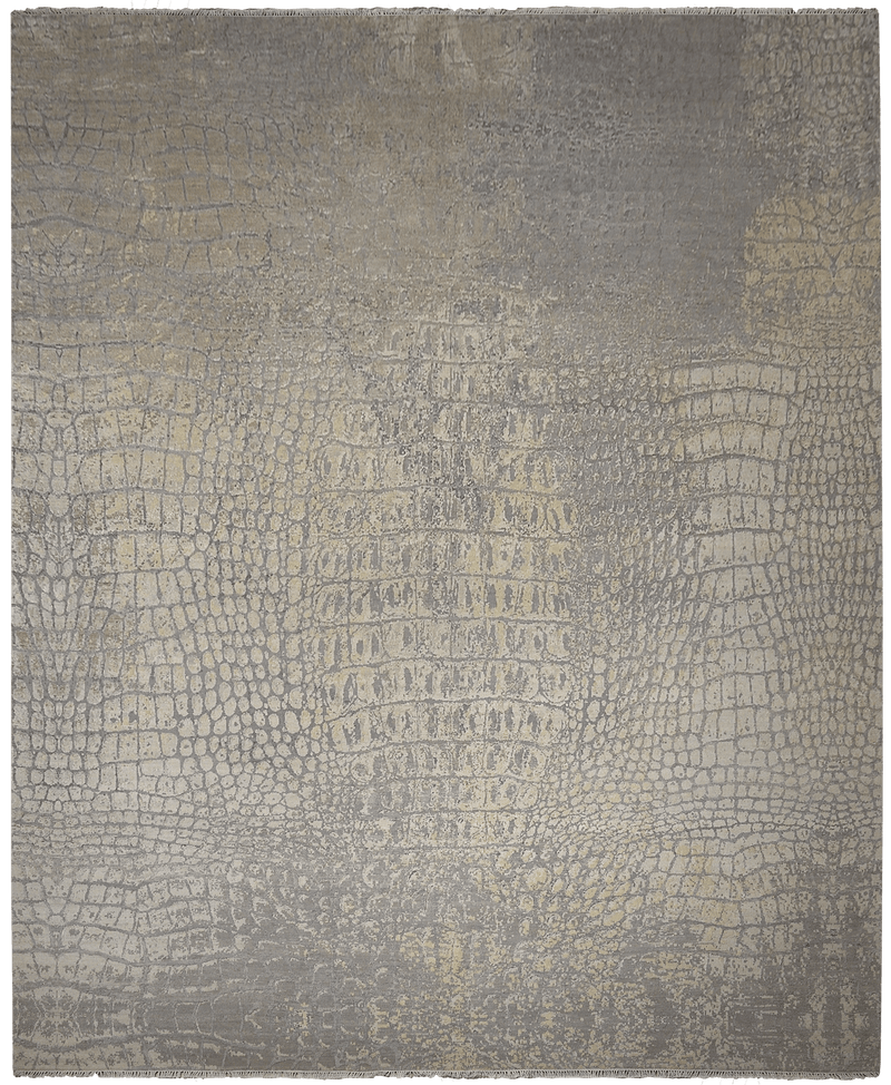 Loricata Design Ivory/ Lilac vloerkleed in beige van Koreman Exclusive Carpets, handgeknoopt uit wol en zijde.