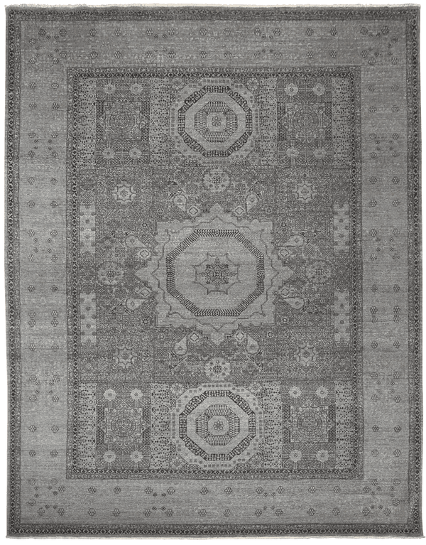 Mamluk Ancient Grey vloerkleed in blauw-grijs van Koreman Exclusive Carpets, handgeknoopt uit wol.