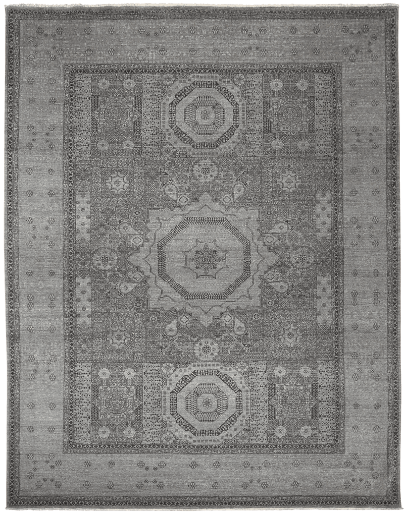 Mamluk Ancient Grey vloerkleed in blauw-grijs van Koreman Exclusive Carpets, handgeknoopt uit wol.