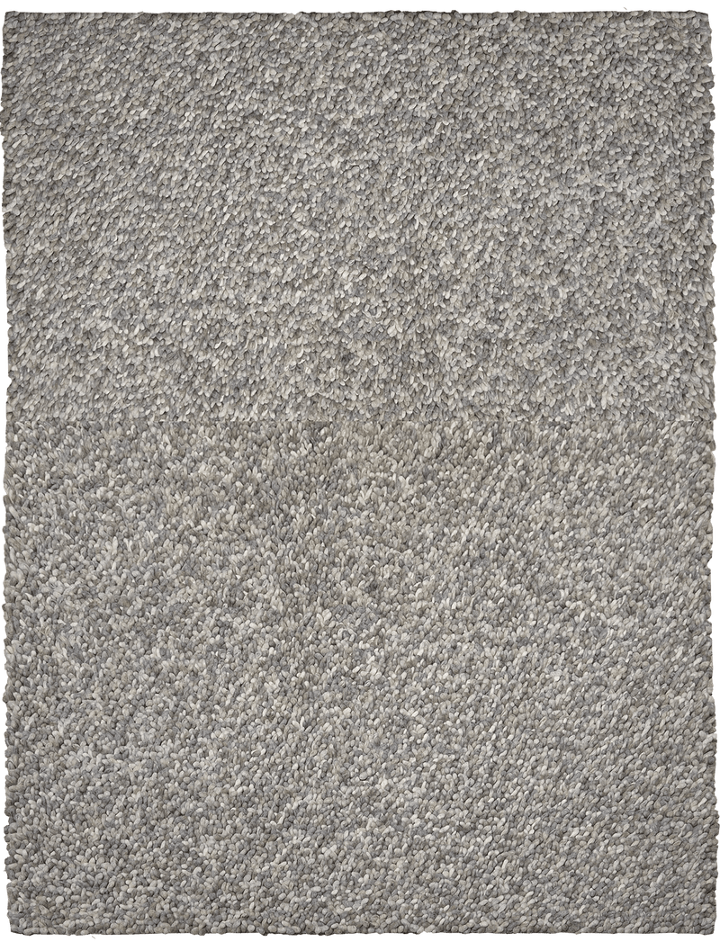 Caso modern tapijt 3965 in grijs van Koreman Exclusive Carpets, handgeweven uit wol en jute.