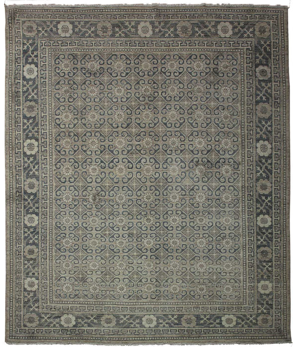 New Age tapijt in grijs van Koreman Exclusive Carpets, handgeknoopt uit wol.