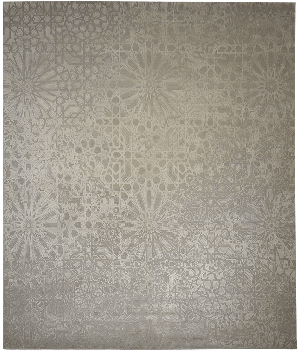 Oxidise design tapijt 4294 in beige van Koreman Exclusive Carpets, handgeknoopt uit wol en zijde.