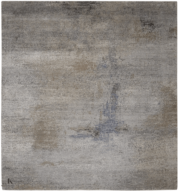 Riviera Aluminium design tapijt 4991 in blauw-grijs van Koreman Exclusive Carpets, handgeknoopt uit wol.