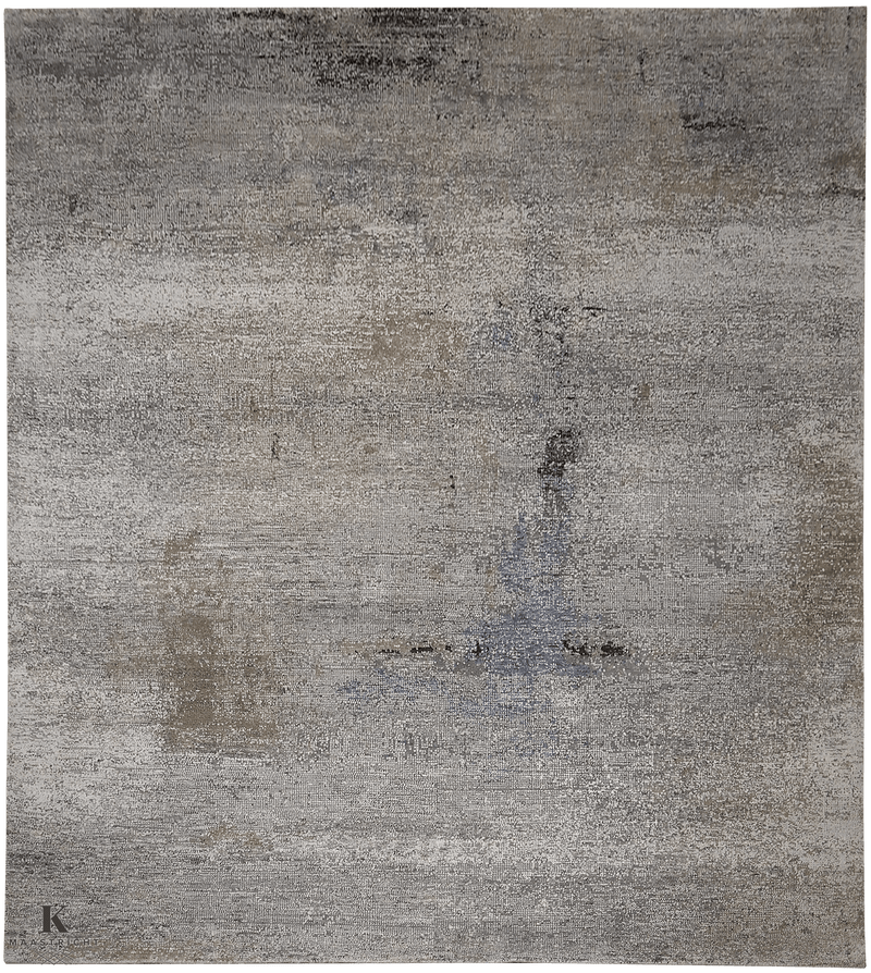 Riviera Aluminium design tapijt 5074 in blauw-grijs van Koreman Exclusive Carpets, handgeknoopt uit wol.