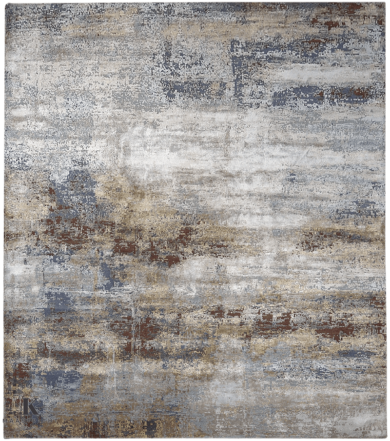 Riviera Silver Mink tapijt 4301 in blauw-grijs van Koreman Exclusive Carpets, handgeknoopt uit wol.