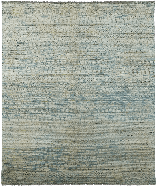 Sari Silk Ibiza Sky vloerkleed in groen van Koreman Exclusive Carpets, handgeknoopt uit wol.