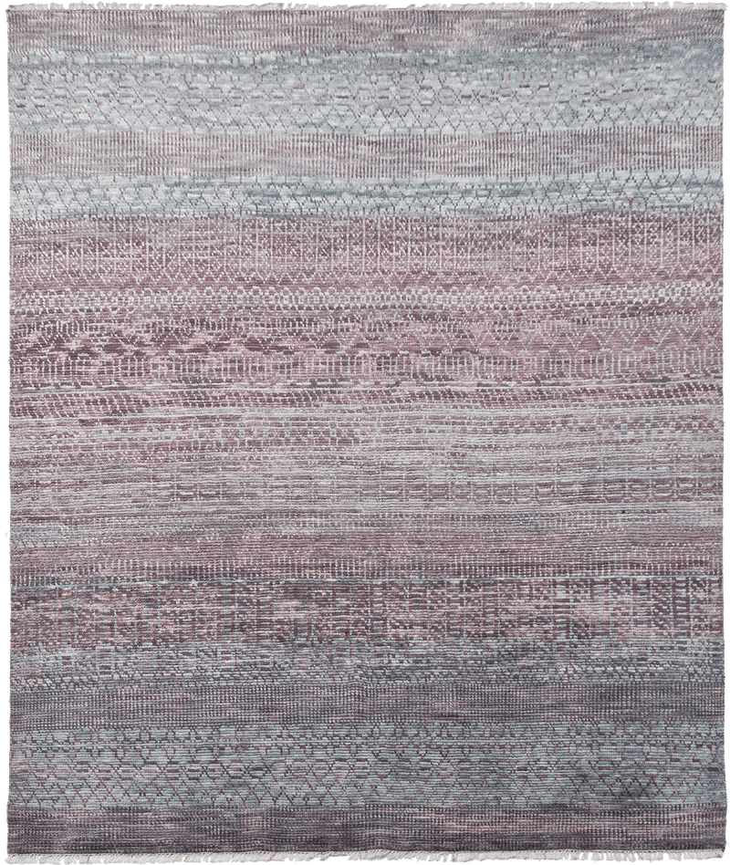 Sari Silk Teal Blue vloerkleed in paars van Koreman Exclusive Carpets, handgeknoopt uit wol.