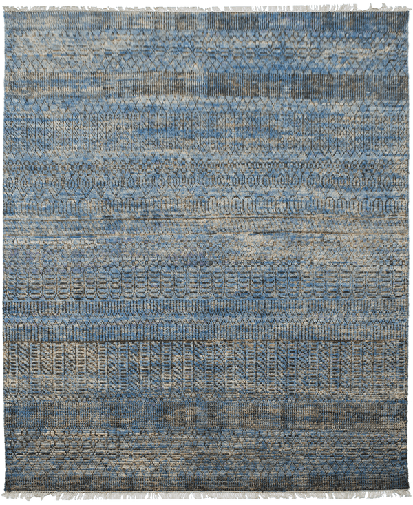 Sari Silk Tribal Blue vloerkleed in blauw van Koreman Exclusive Carpets, handgeknoopt uit wol.