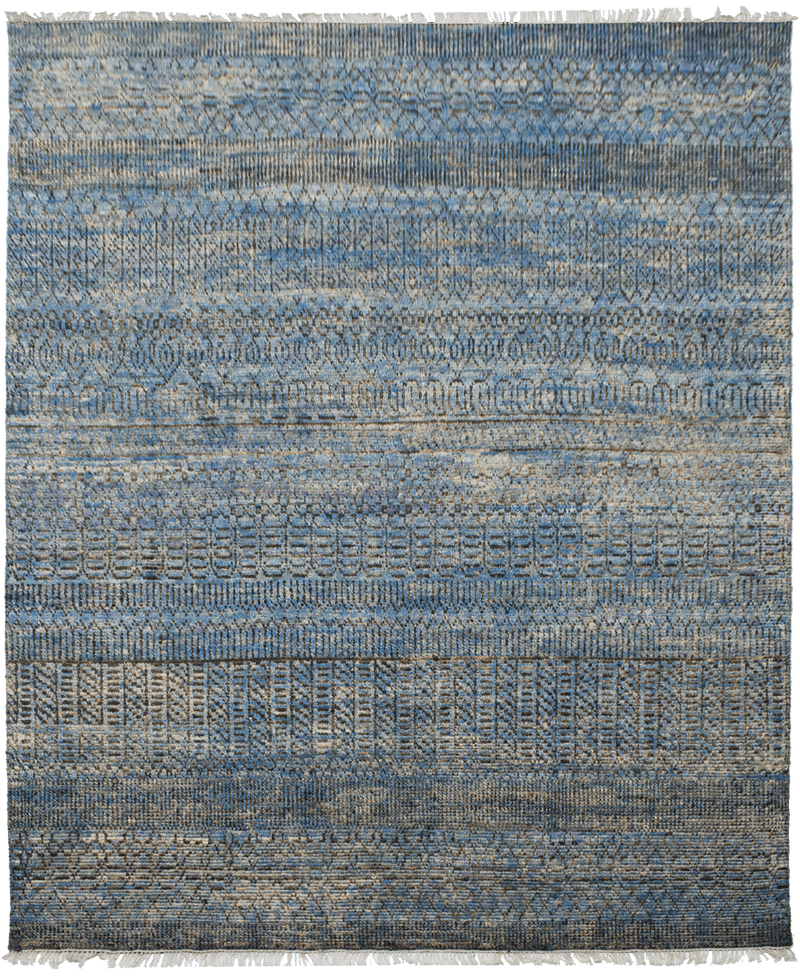 Sari Silk Tribal Blue vloerkleed in blauw van Koreman Exclusive Carpets, handgeknoopt uit wol.