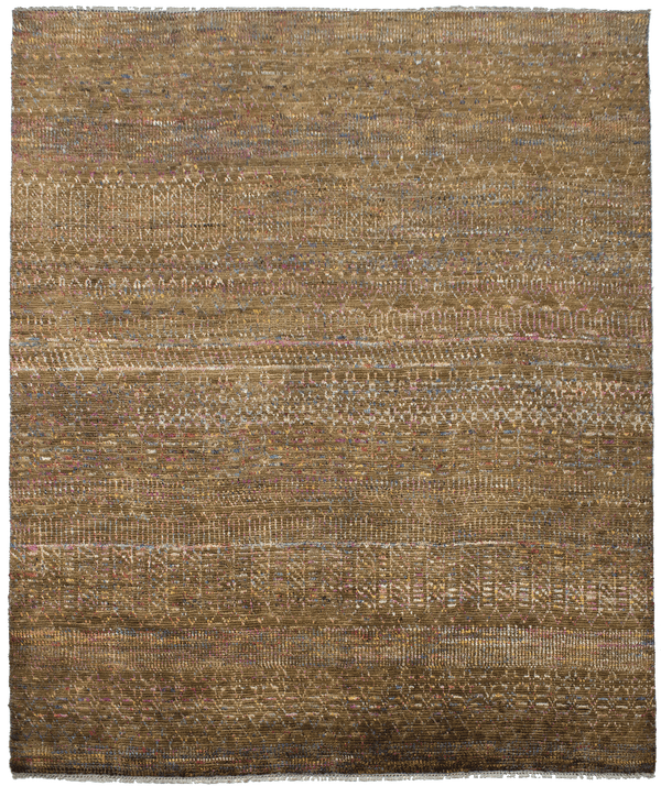 Sari Silk Tribal Multi vloerkleed in bruin van Koreman Exclusive Carpets, handgeknoopt uit wol.