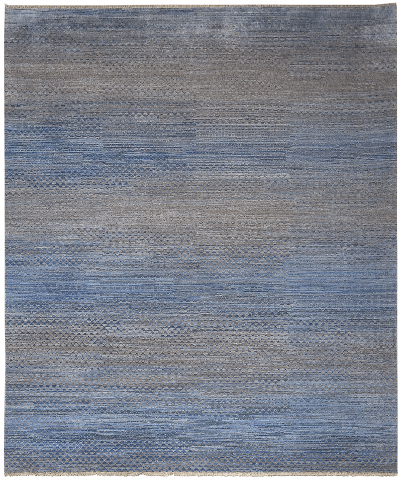Tribal Design tapijt 3998 in blauw-grijs van Koreman Exclusive Carpets, handgeknoopt uit wol.