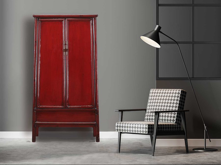 Chinese staande kast rood