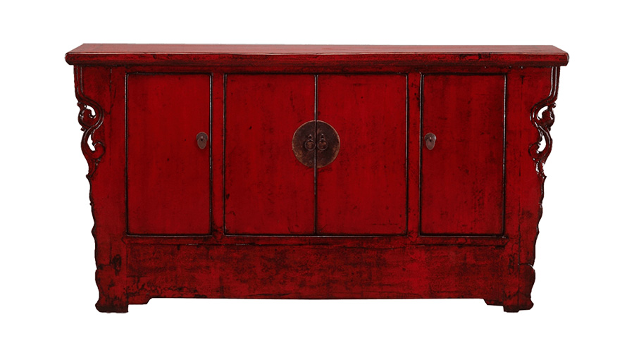 Oud Chinees rood gerestaureerd dressoir